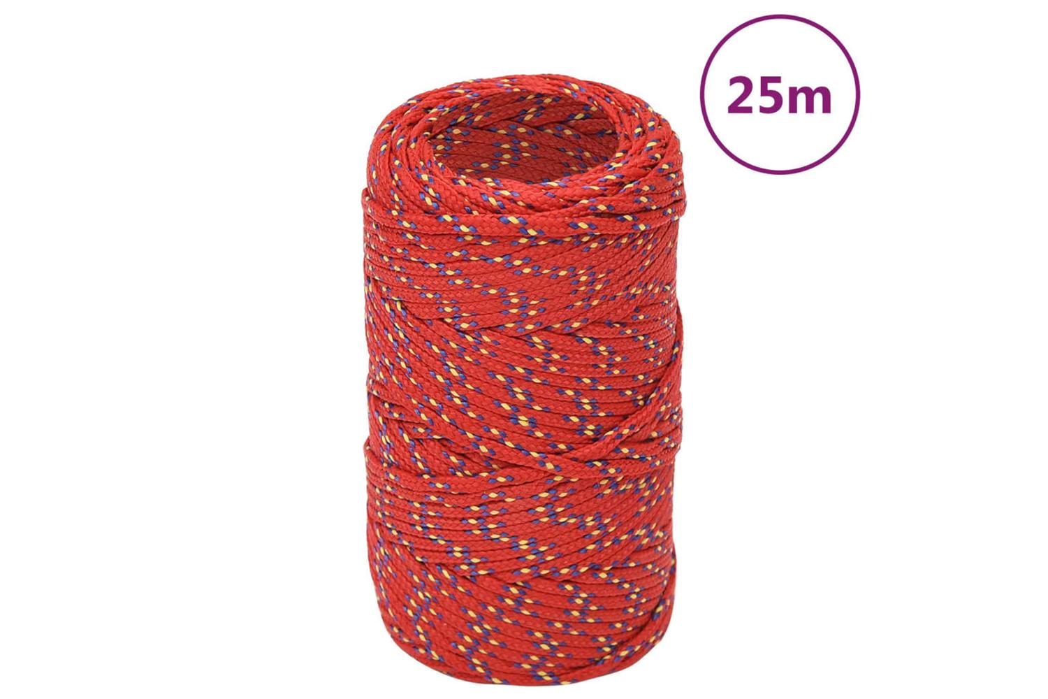 vidaXL 152370 Boat Rope Red 2mm 25 M Polypropylene