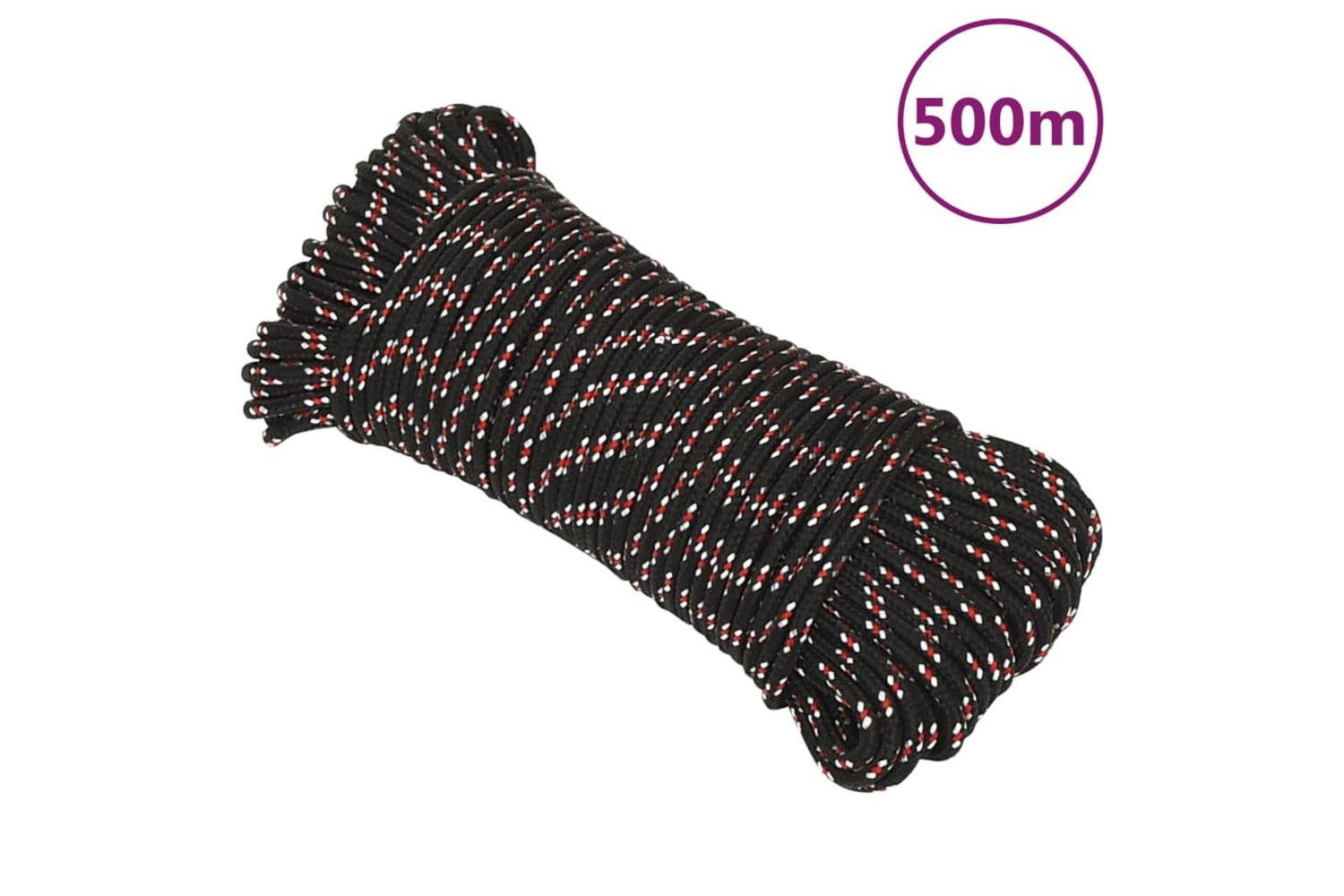vidaXL 152331 Boat Rope Black 4mm 500 M Polypropylene