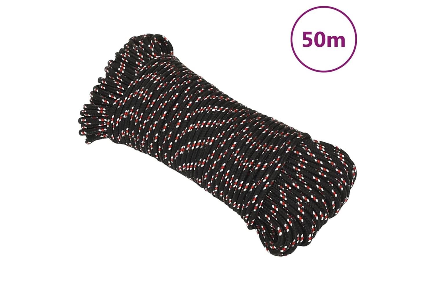 vidaXL 152328 Boat Rope Black 4mm 50 M Polypropylene