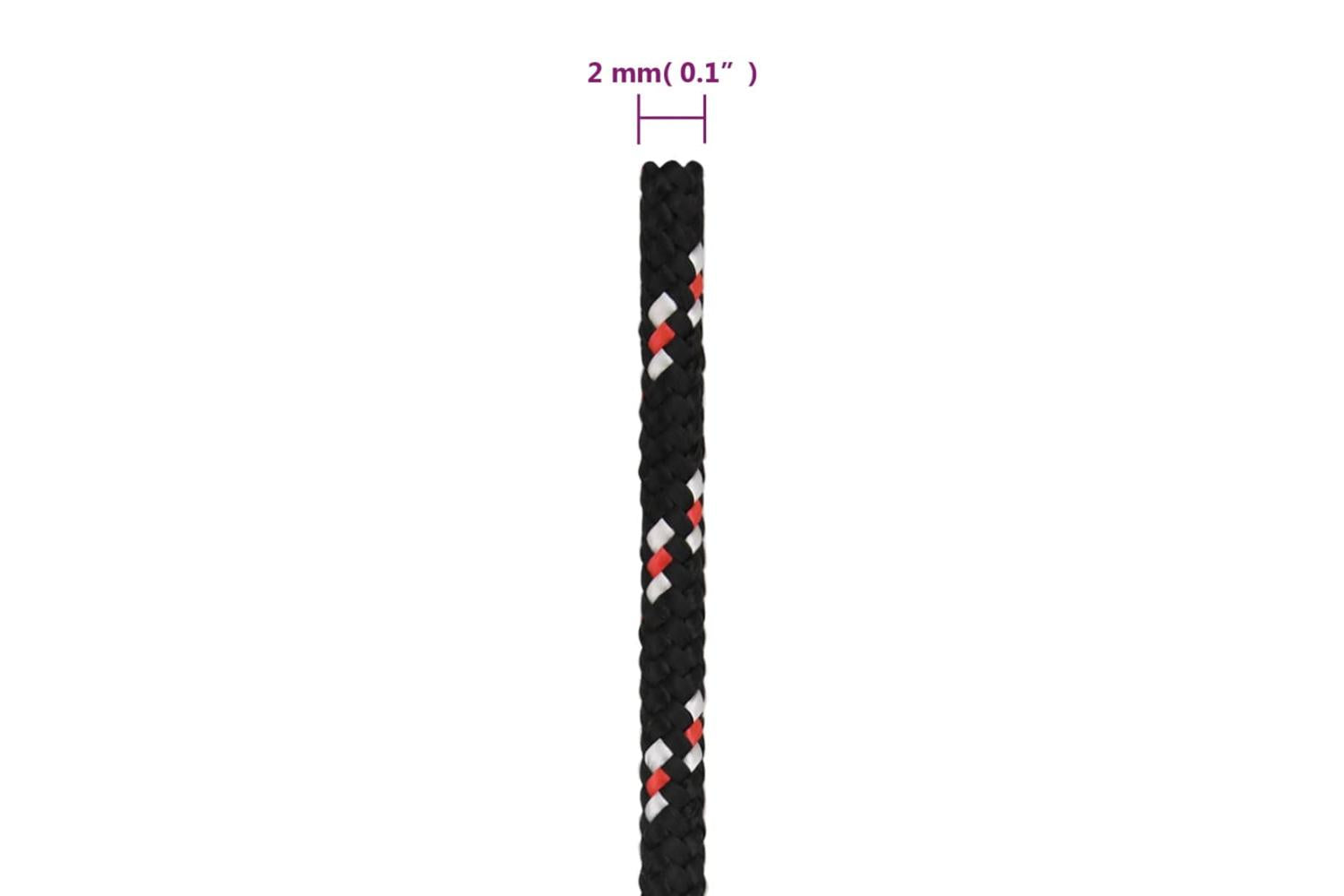 vidaXL 152318 Boat Rope Black 2mm 50 M Polypropylene-6