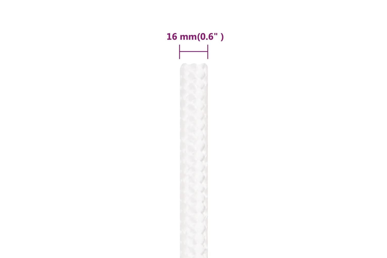 vidaXL 152573 Boat Rope Full White 16mm 50 M Polypropylene-6