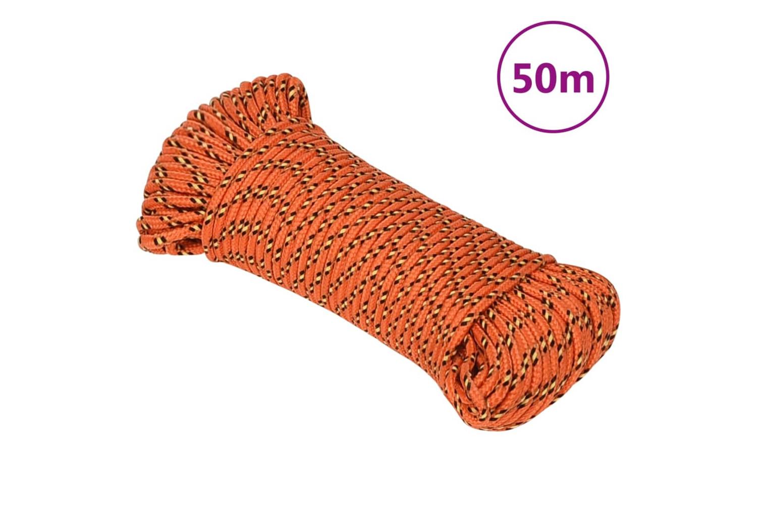 vidaXL 152651 Boat Rope Orange 5mm 50 M Polypropylene