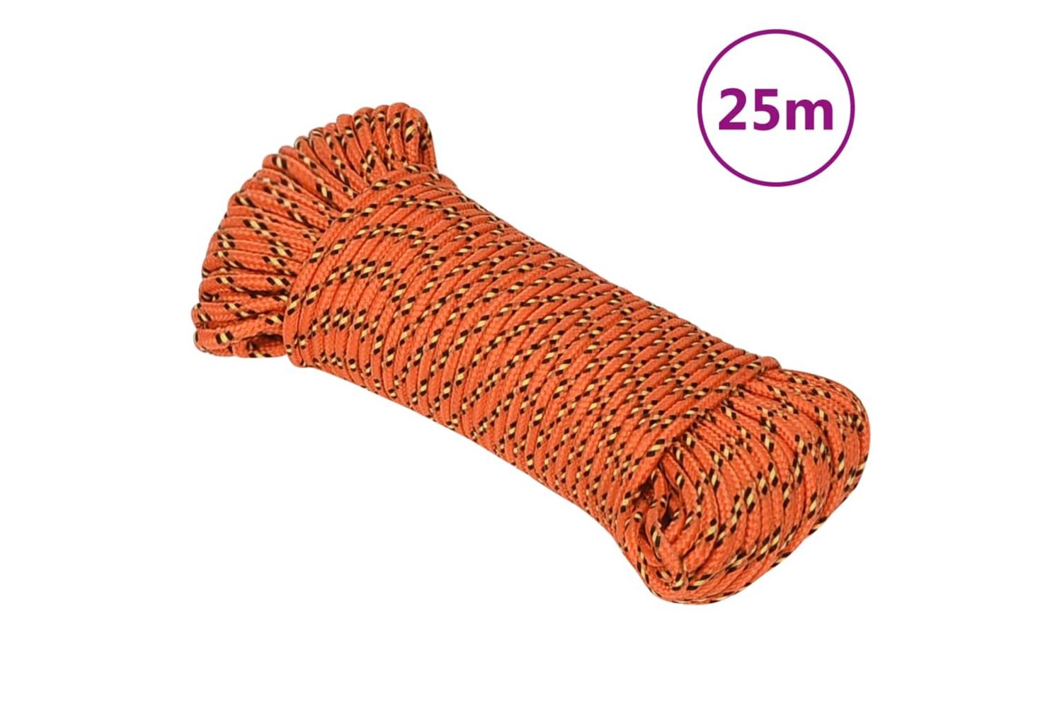 vidaXL 152640 Boat Rope Orange 3mm 25 M Polypropylene