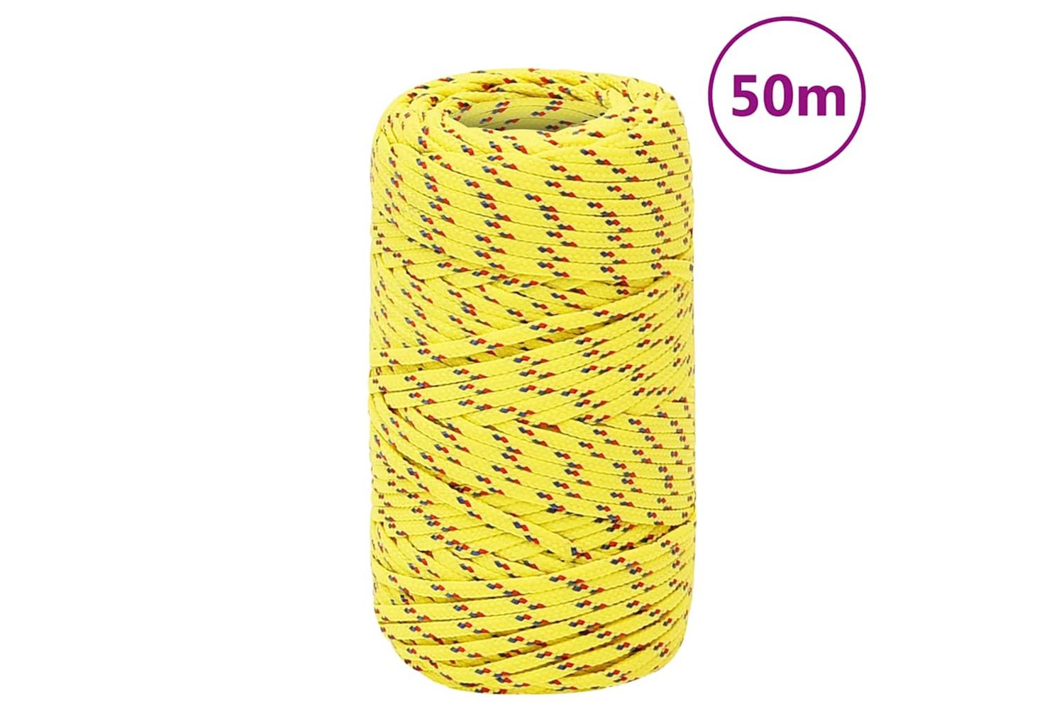 vidaXL 152583 Boat Rope Yellow 2mm 50 M Polypropylene