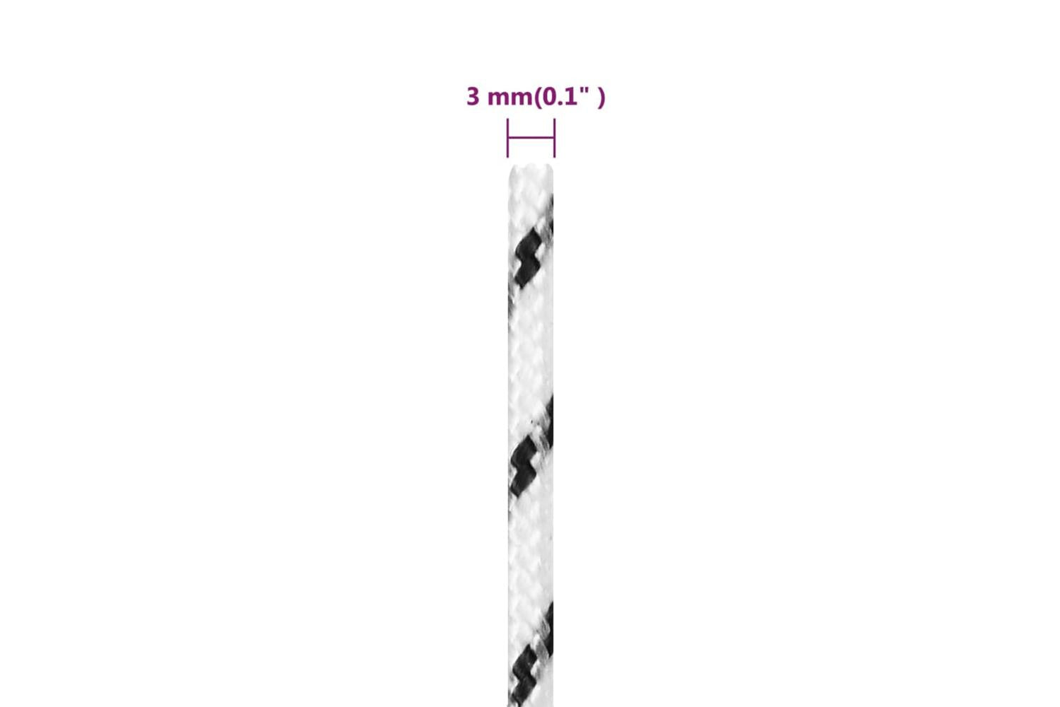 vidaXL 152748 Braided Boat Rope White 3mmx100 M Polyester-5