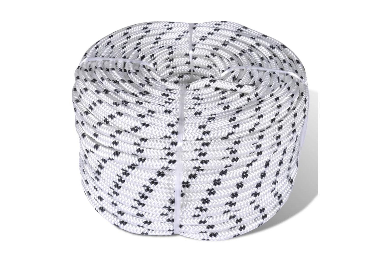 vidaXL 143791 Braided Boat Rope Polyester 8mm 250 M White