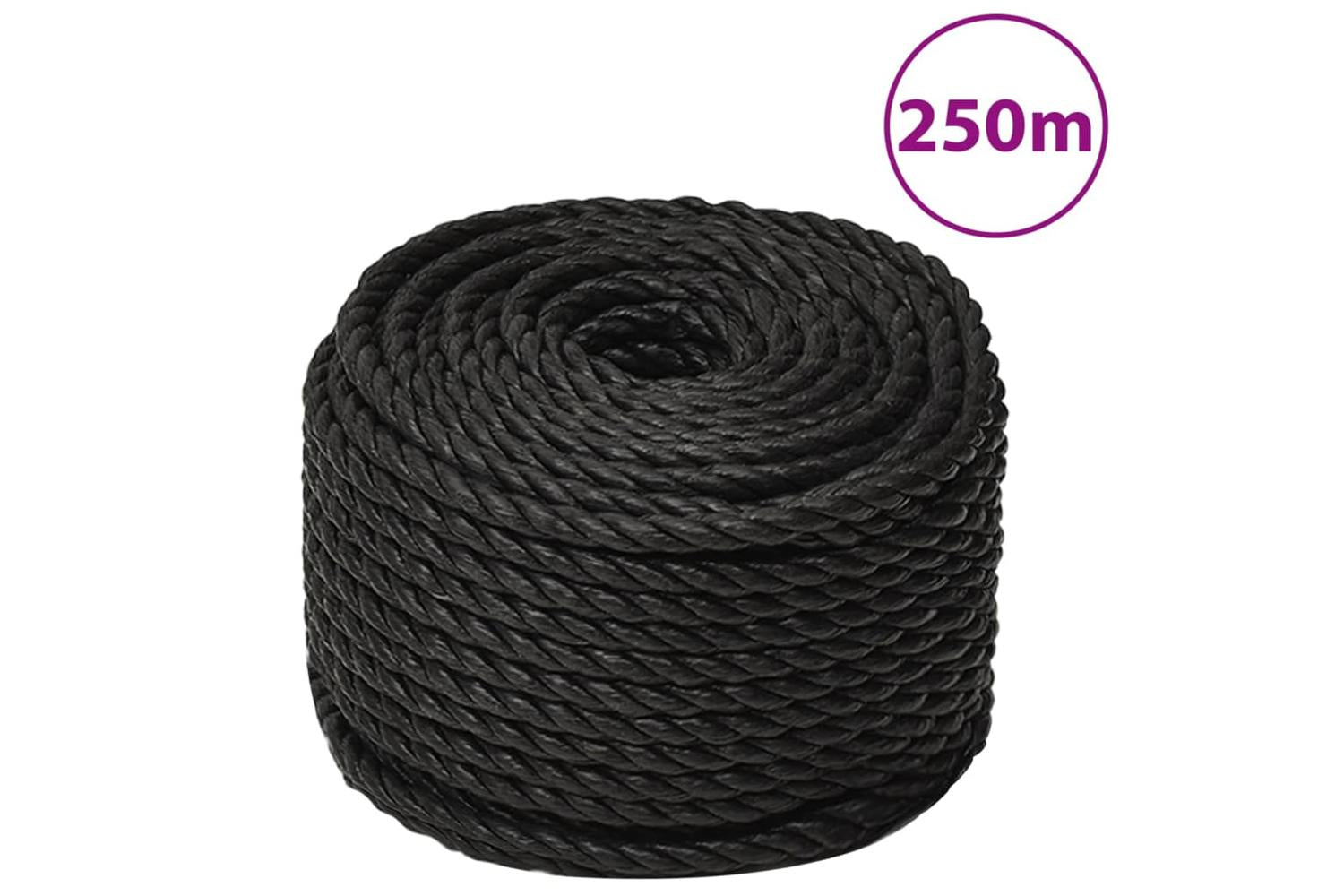 vidaXL 153019 Work Rope Black 12mm 250 M Polypropylene
