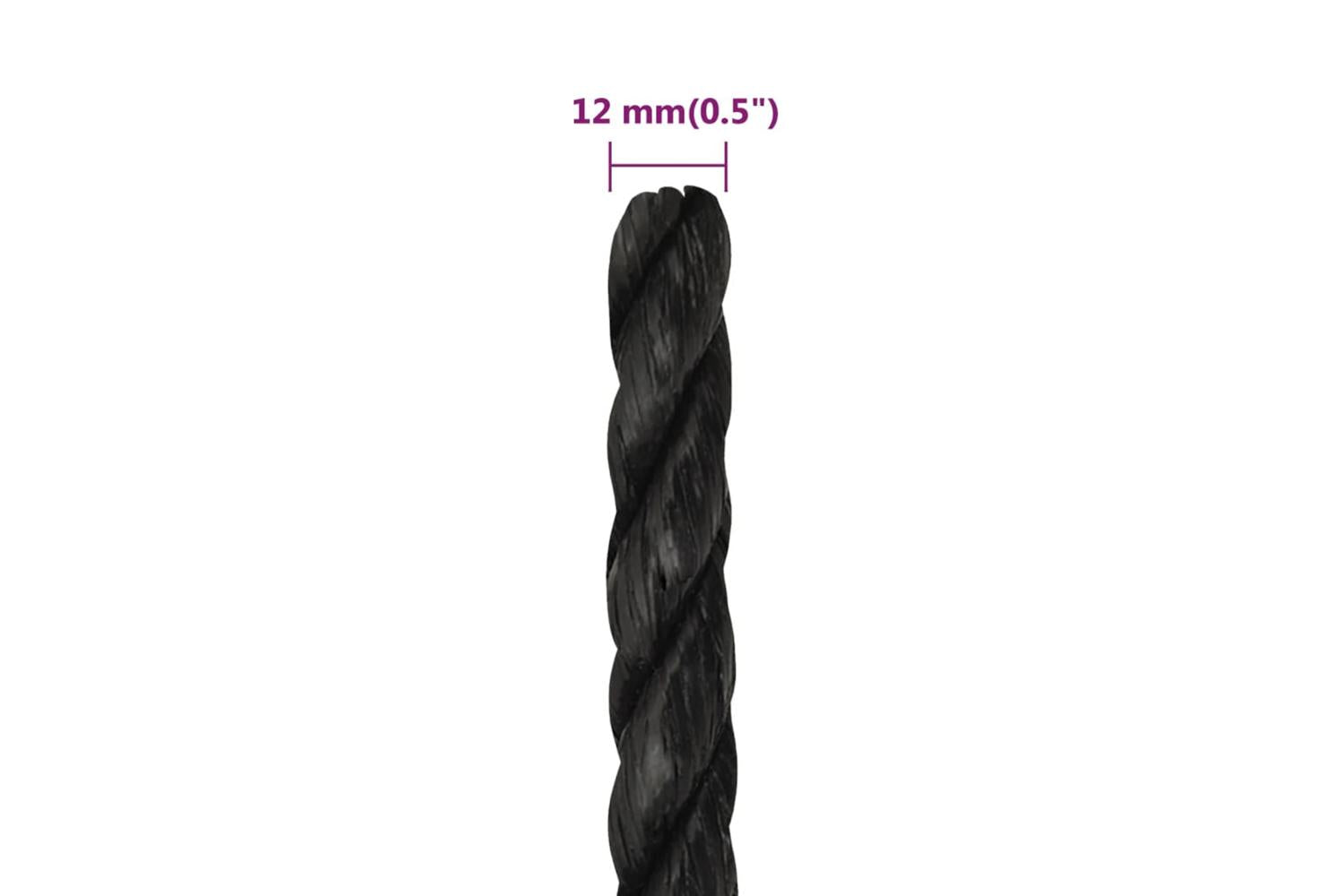 vidaXL 153019 Work Rope Black 12mm 250 M Polypropylene-6