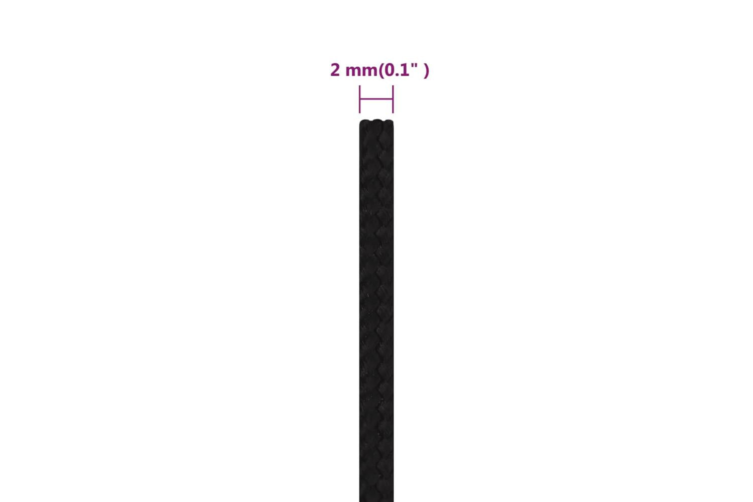 vidaXL 152793 Work Rope Black 2mm 50 M Polyester-6