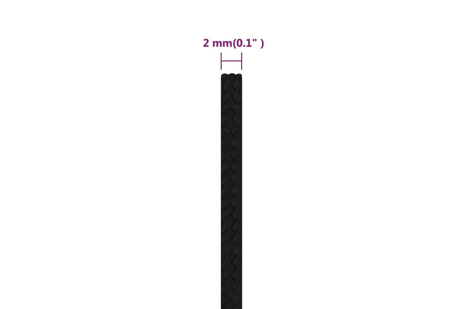 vidaXL 152794 Work Rope Black 2mm 100 M Polyester-6