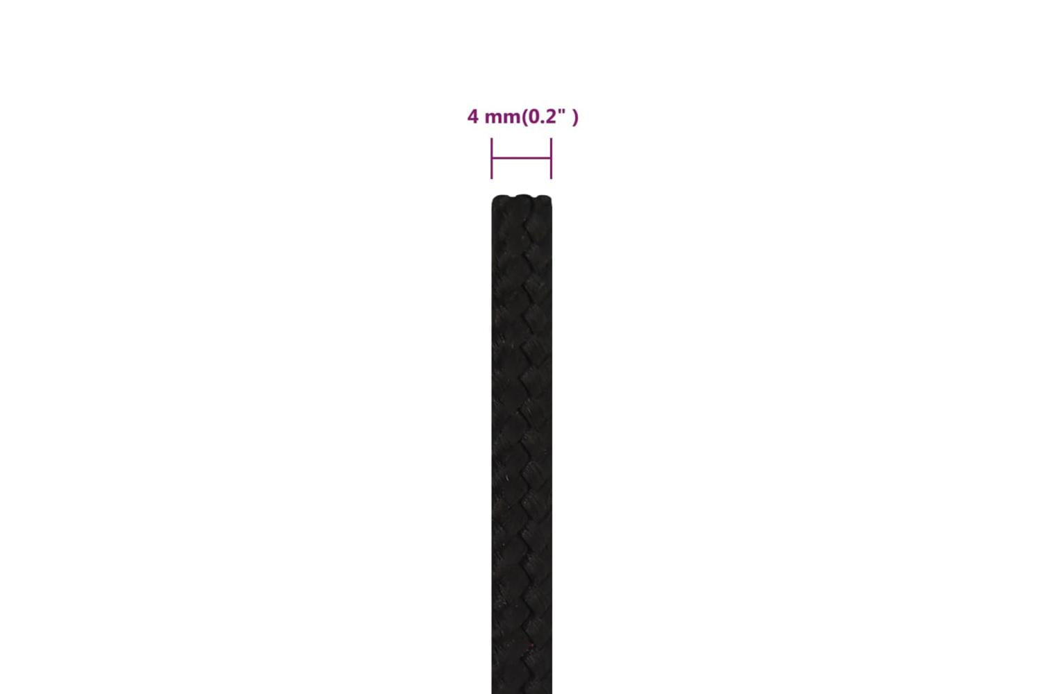 vidaXL 152804 Work Rope Black 4mm 100 M Polyester-6