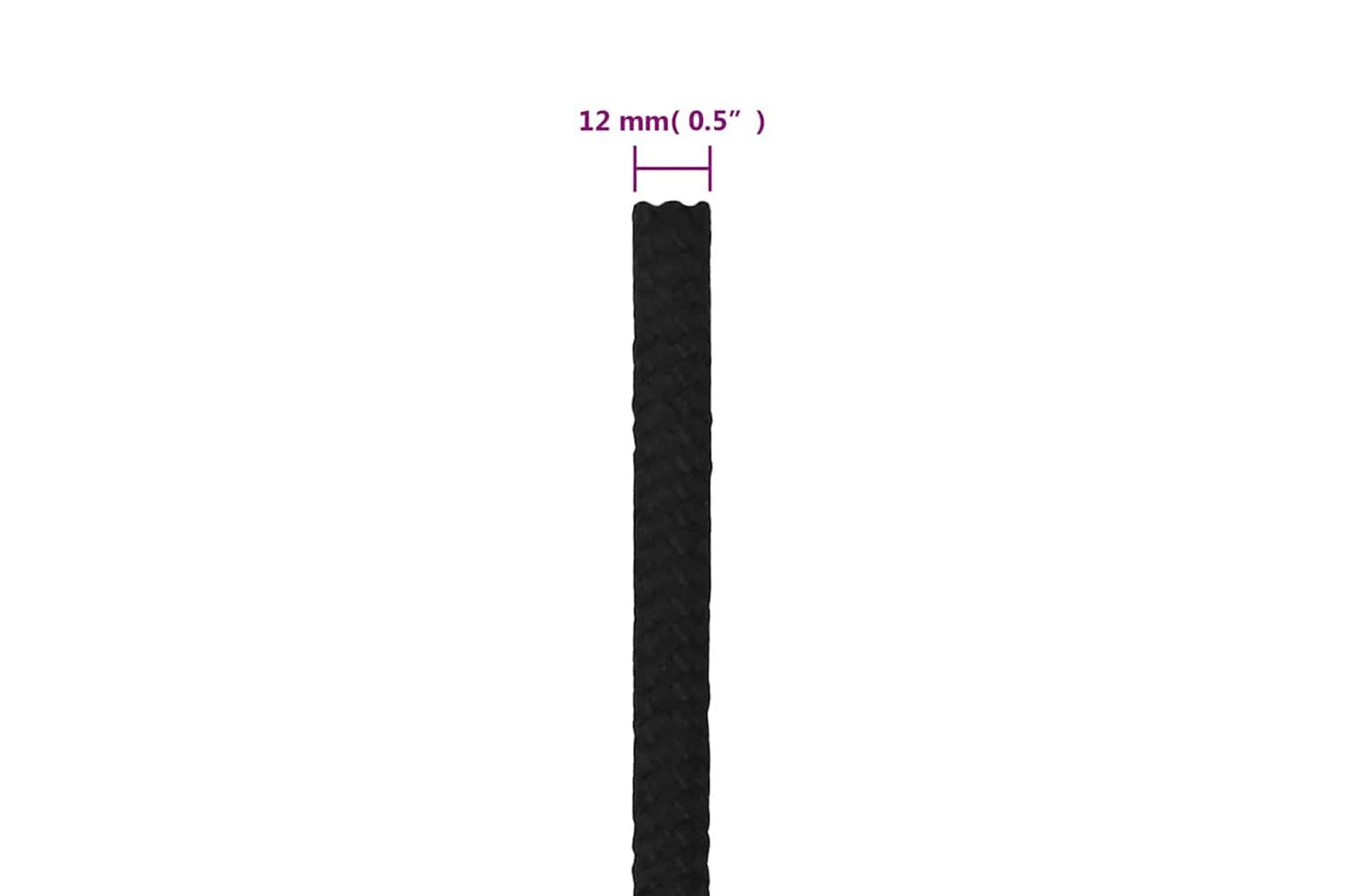 vidaXL 152829 Work Rope Black 12mm 250 M Polyester-6