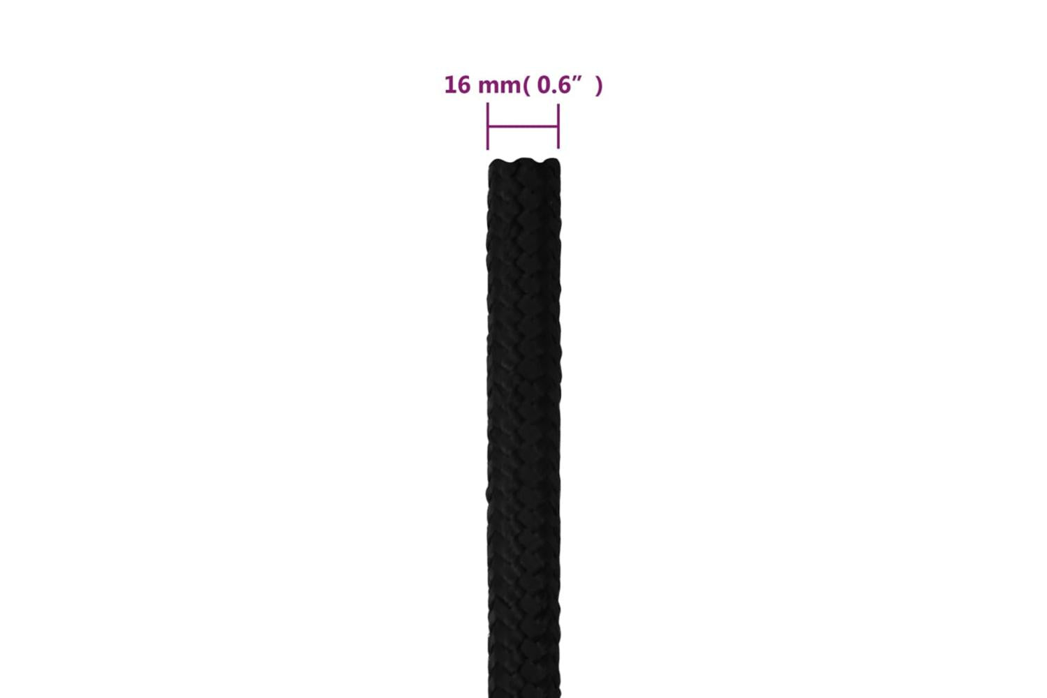 vidaXL 152834 Work Rope Black 16mm 25 M Polyester-6