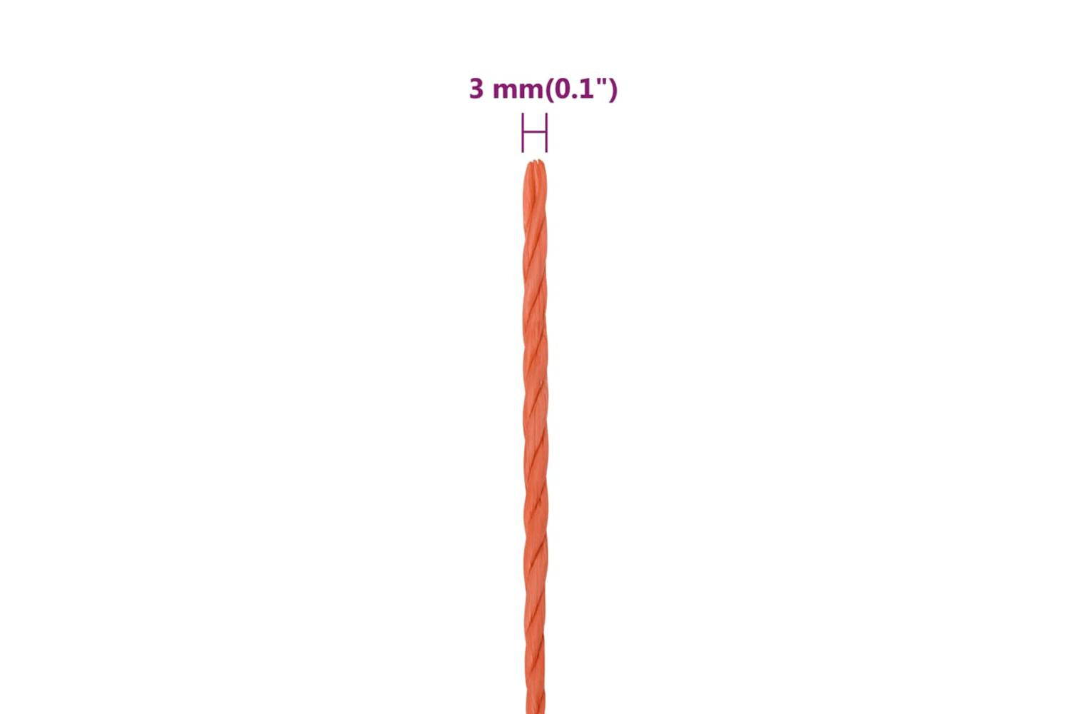 vidaXL 152920 Work Rope Orange 3mm 100 M Polypropylene-6