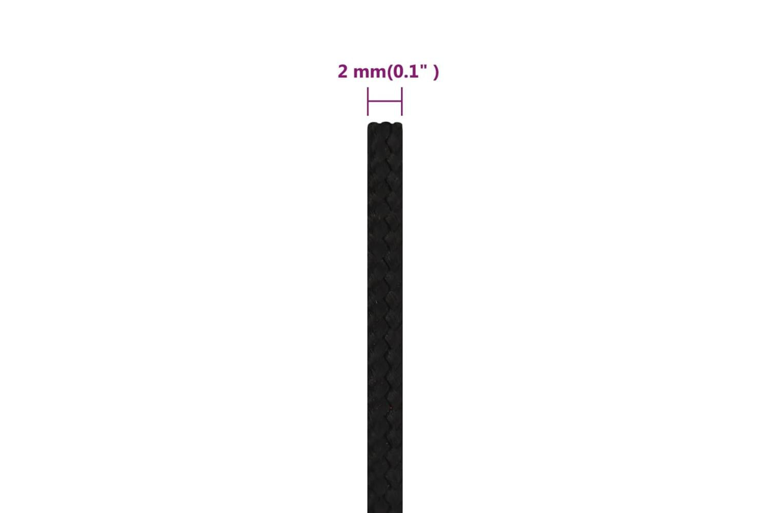 vidaXL 152795 Work Rope Black 2mm 250 M Polyester-6