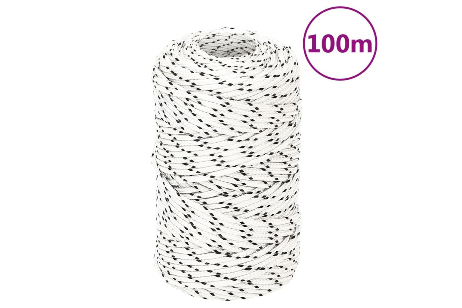 vidaXL 152743 Braided Boat Rope White 2mmx100 M Polyester-6