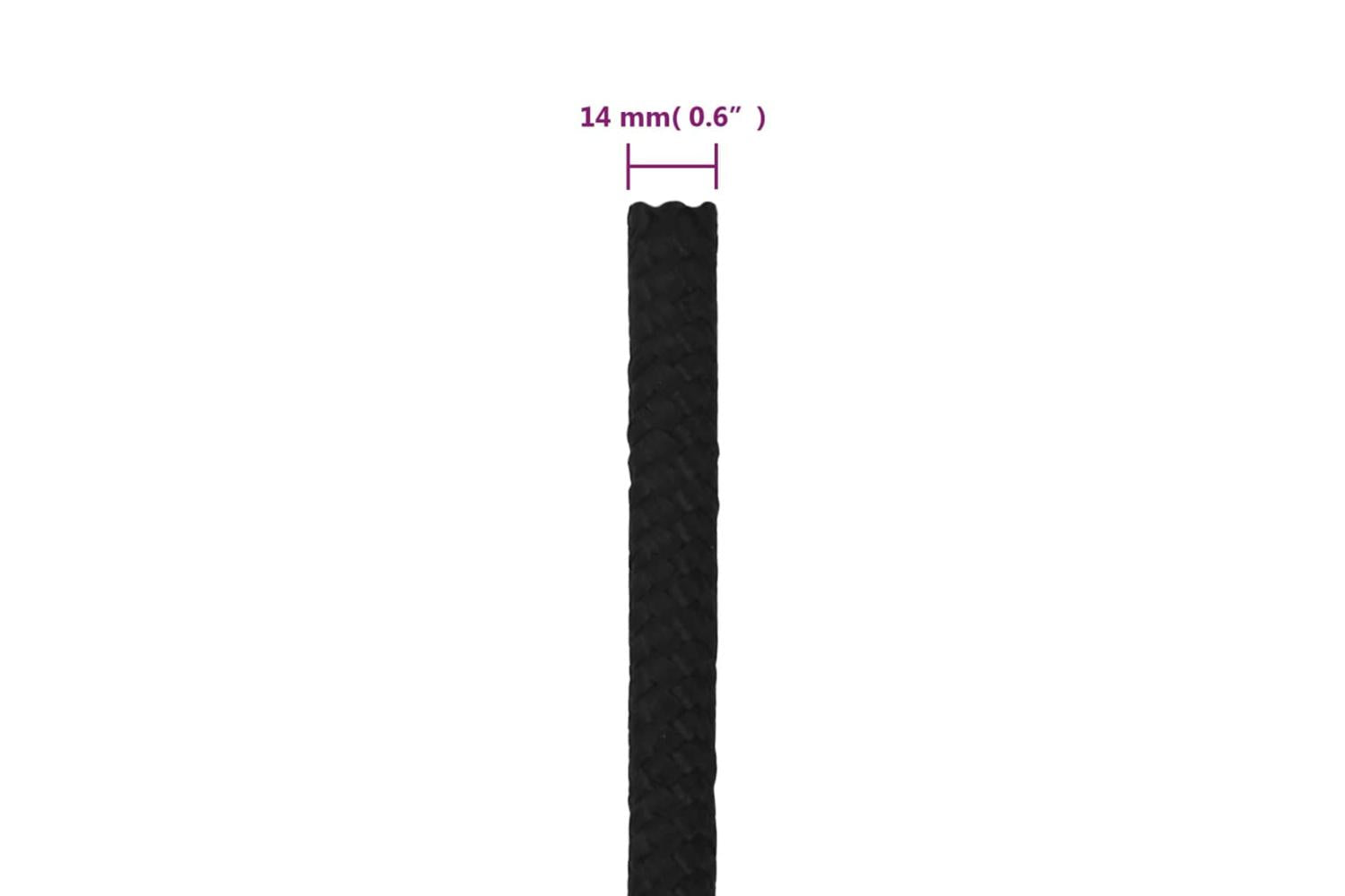 vidaXL 152831 Work Rope Black 14mm 50 M Polyester-6