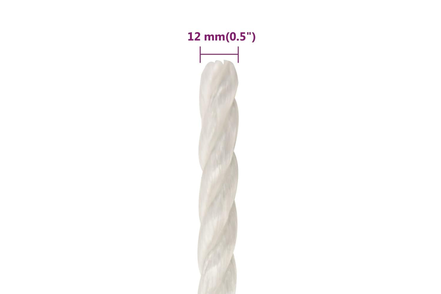 vidaXL 153059 Work Rope White 12mm 500 M Polypropylene-6