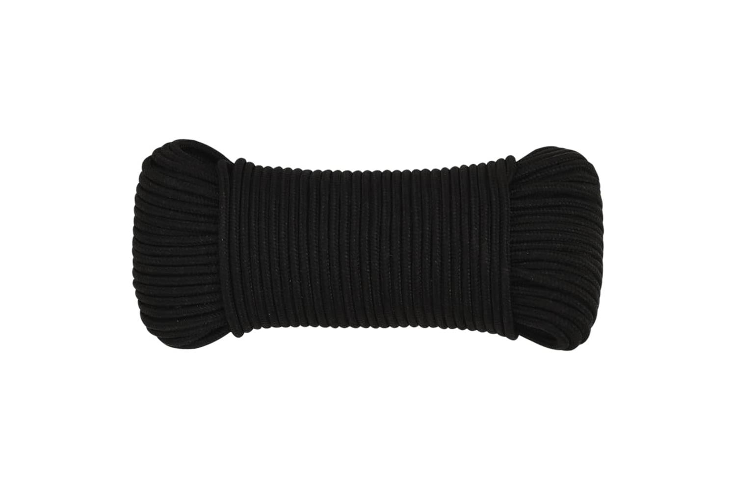 vidaXL 152807 Work Rope Black 5mm 25 M Polyester-3