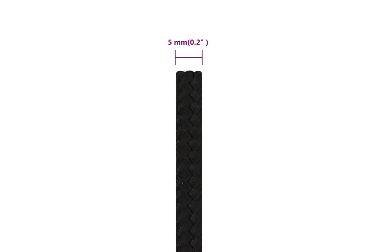 vidaXL 152807 Work Rope Black 5mm 25 M Polyester-6