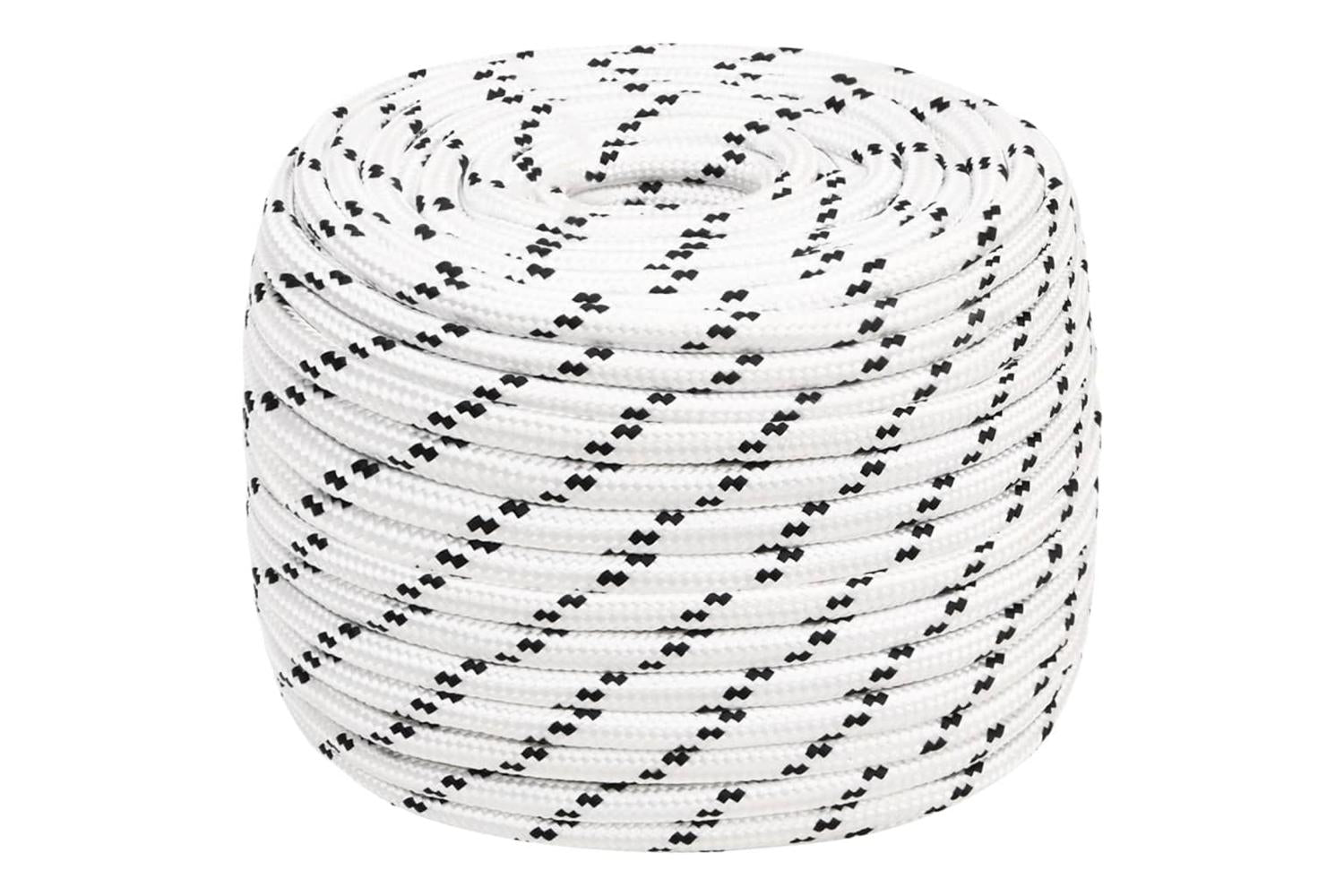 vidaXL 152777 Braided Boat Rope White 12mmx100 M Polyester