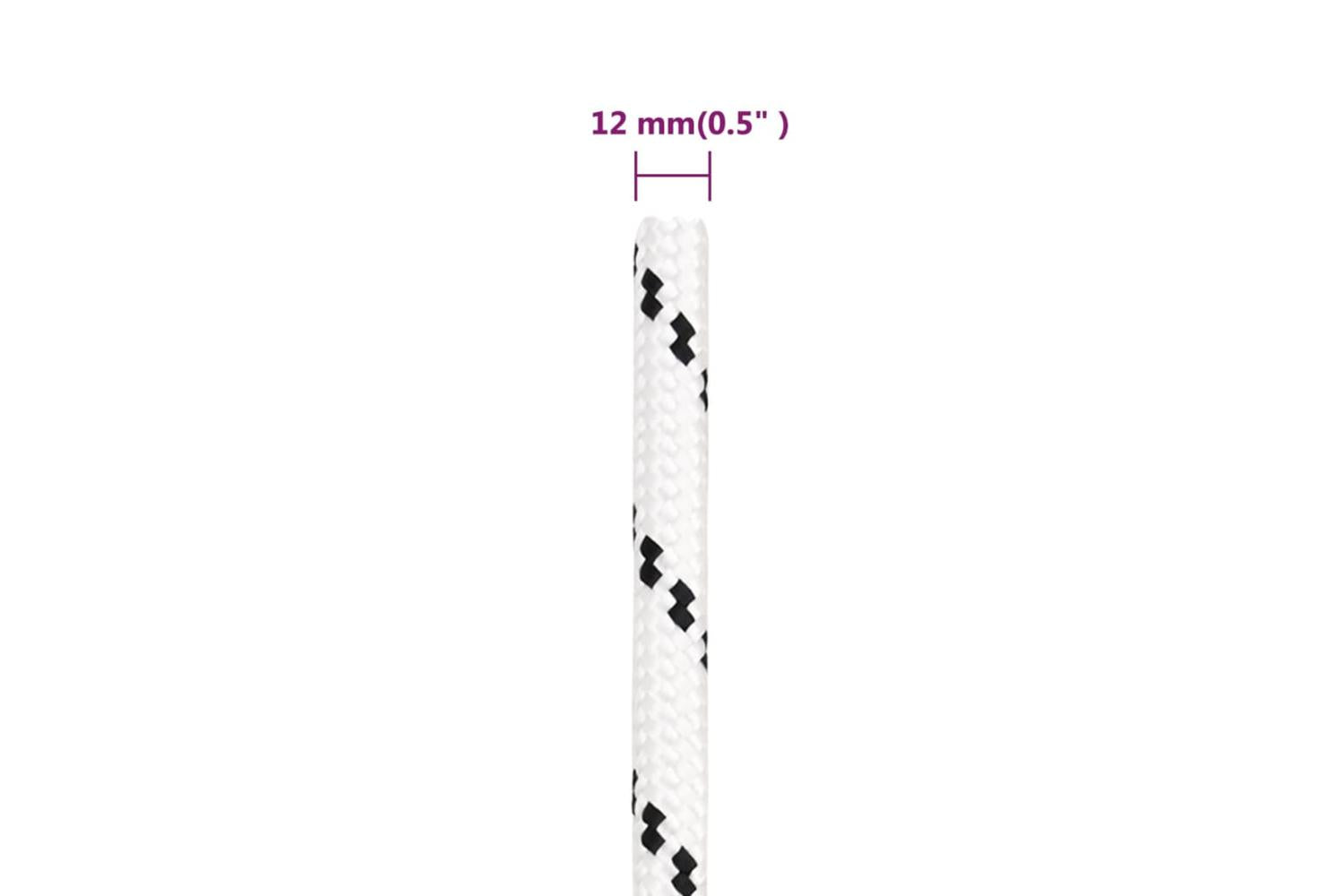vidaXL 152777 Braided Boat Rope White 12mmx100 M Polyester-5