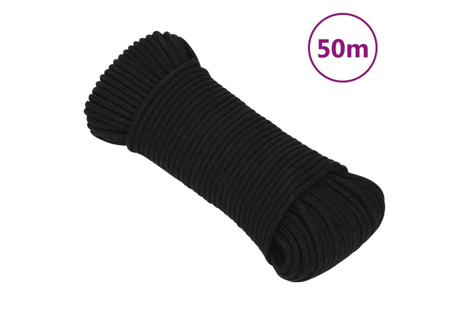 vidaXL 152803 Work Rope Black 4mm 50 M Polyester