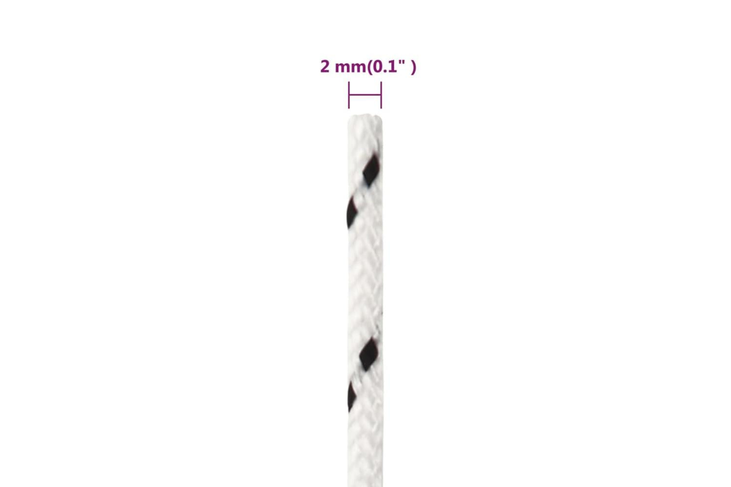 vidaXL 152744 Braided Boat Rope White 2mmx250 M Polyester-5