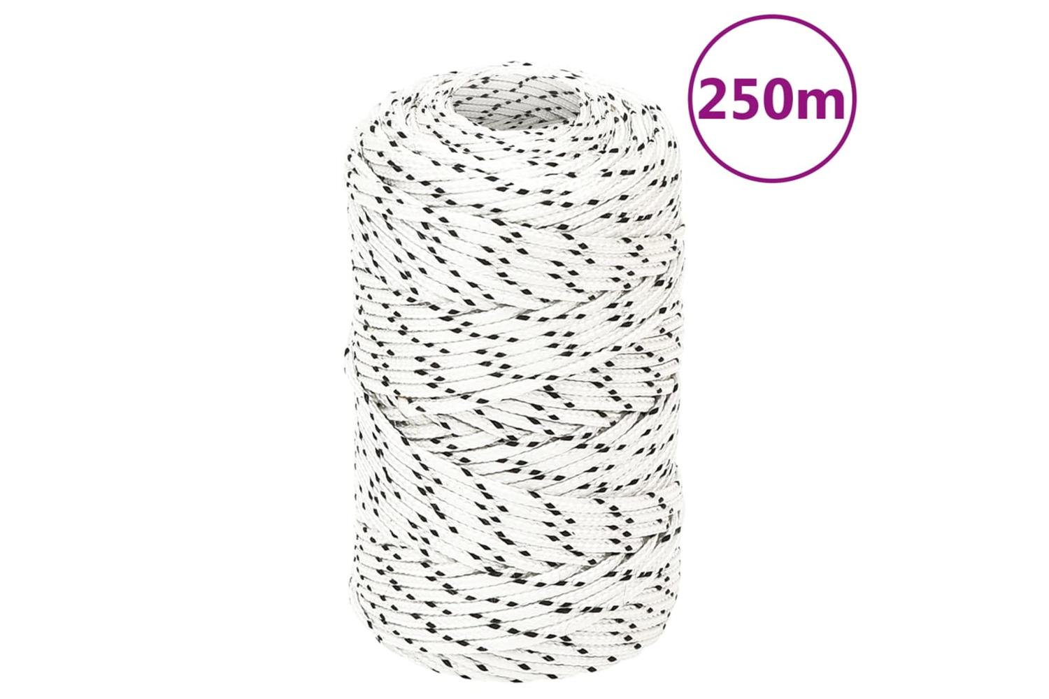 vidaXL 152744 Braided Boat Rope White 2mmx250 M Polyester-6