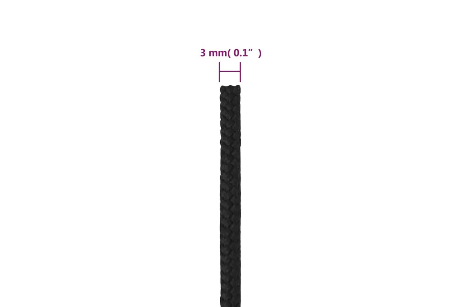 vidaXL 152482 Boat Rope Full Black 3mm 50 M Polypropylene-6