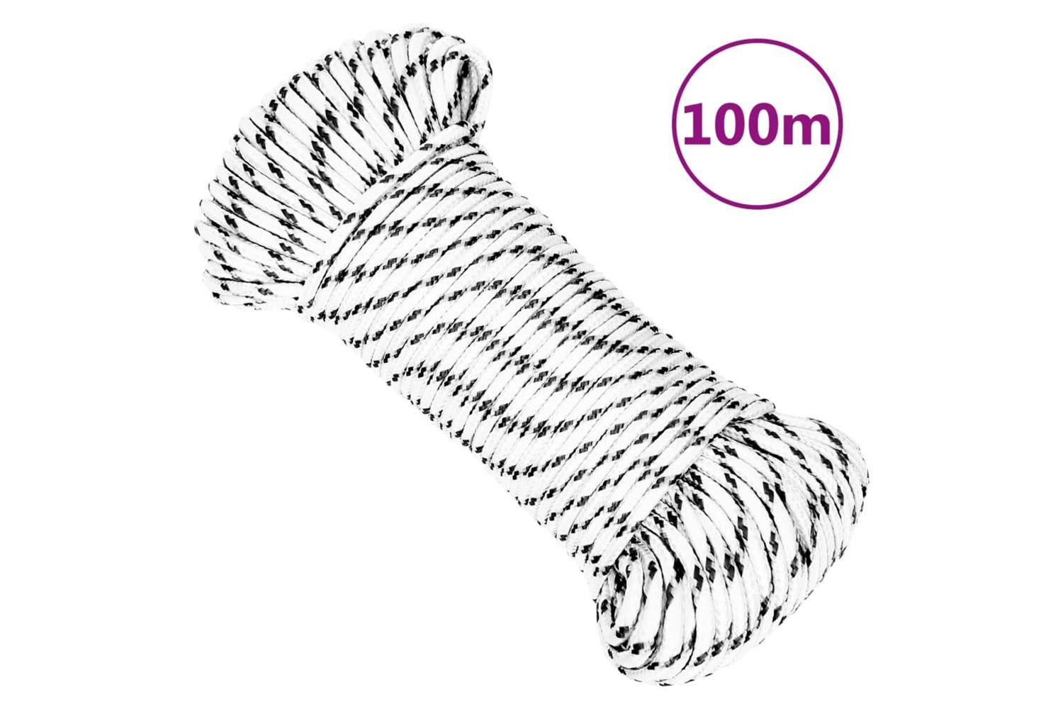 vidaXL 152753 Braided Boat Rope White 4mmx100 M Polyester-6