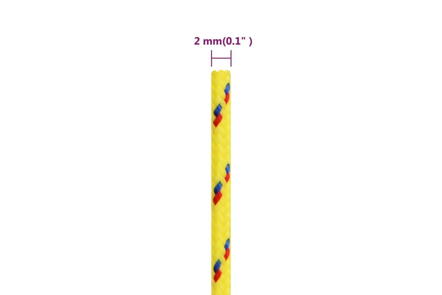vidaXL 152584 Boat Rope Yellow 2mm 100 M Polypropylene-6