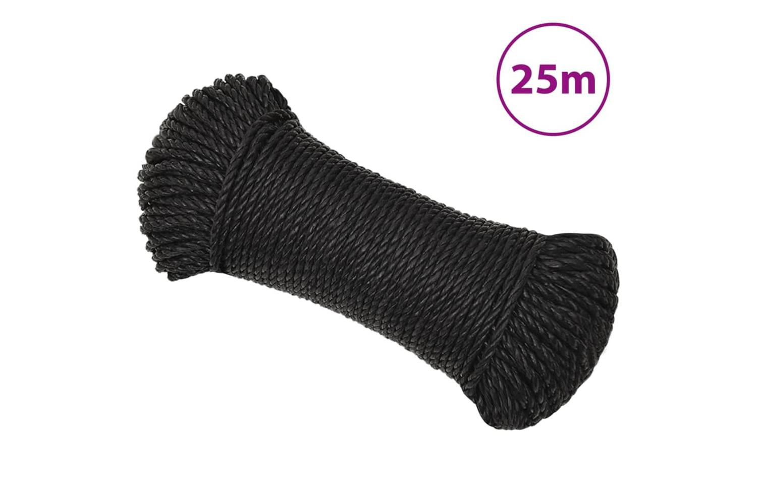 vidaXL 153001 Work Rope Black 6mm 25 M Polypropylene