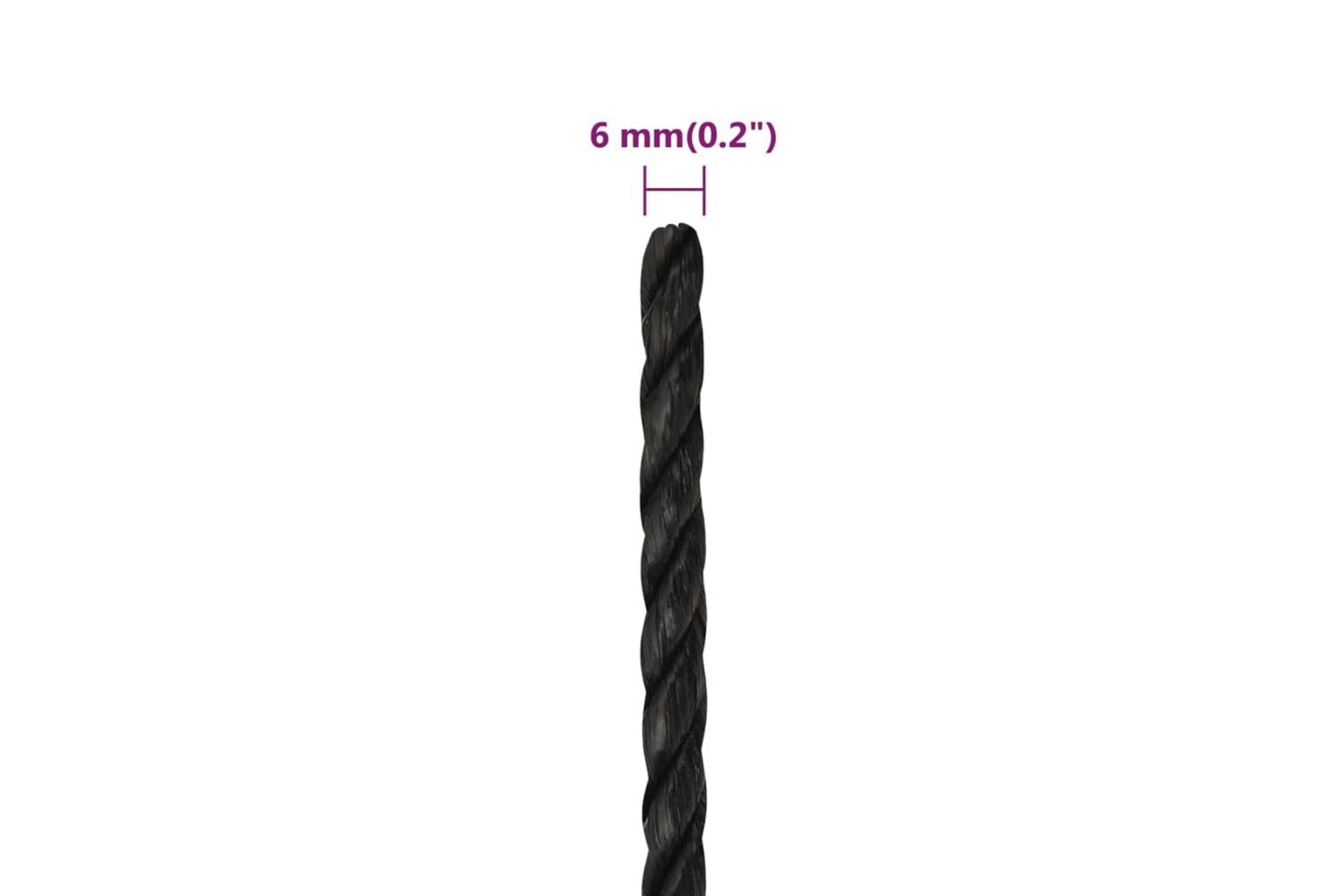 vidaXL 153001 Work Rope Black 6mm 25 M Polypropylene-6