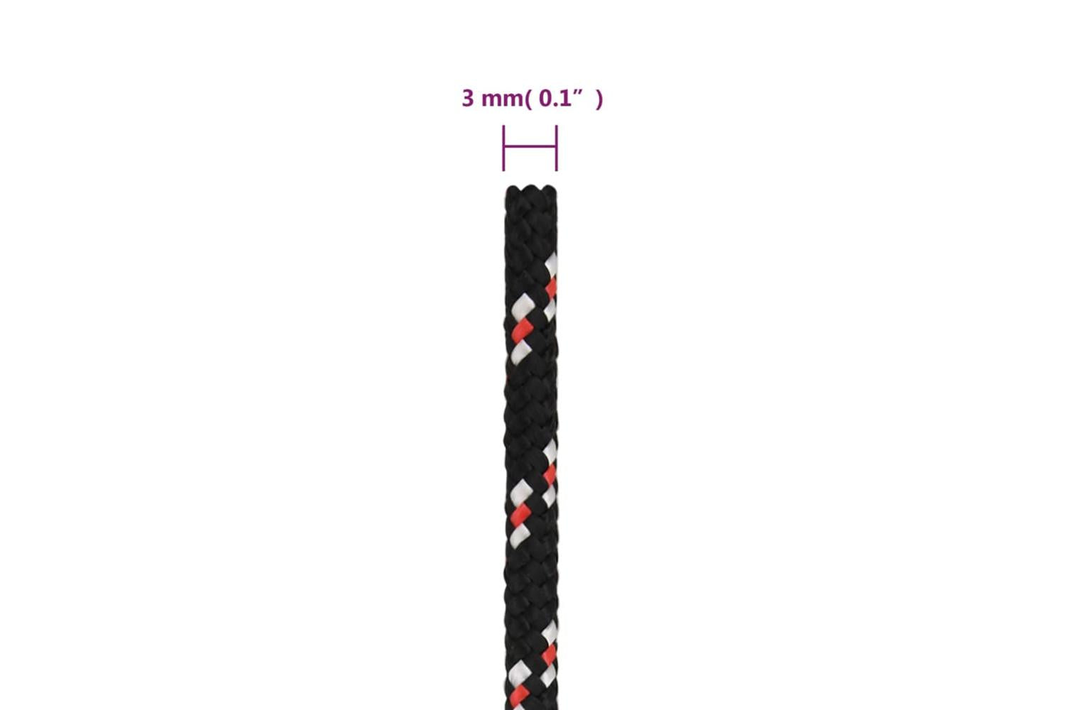 vidaXL 152324 Boat Rope Black 3mm 100 M Polypropylene-6