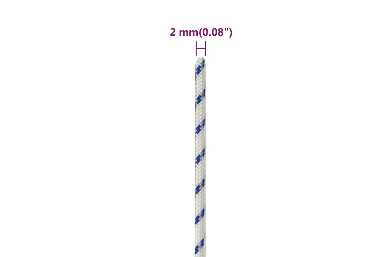 vidaXL 152268 Boat Rope White 2mm 500 M Polypropylene-6