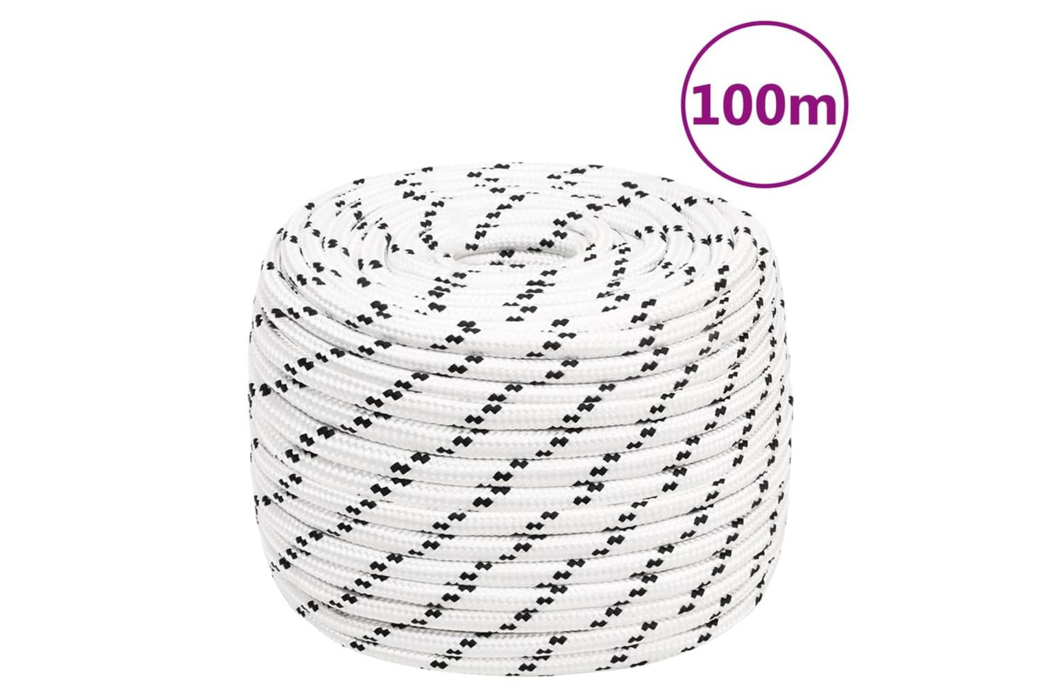vidaXL 152781 Braided Boat Rope White 14mmx100 M Polyester-6