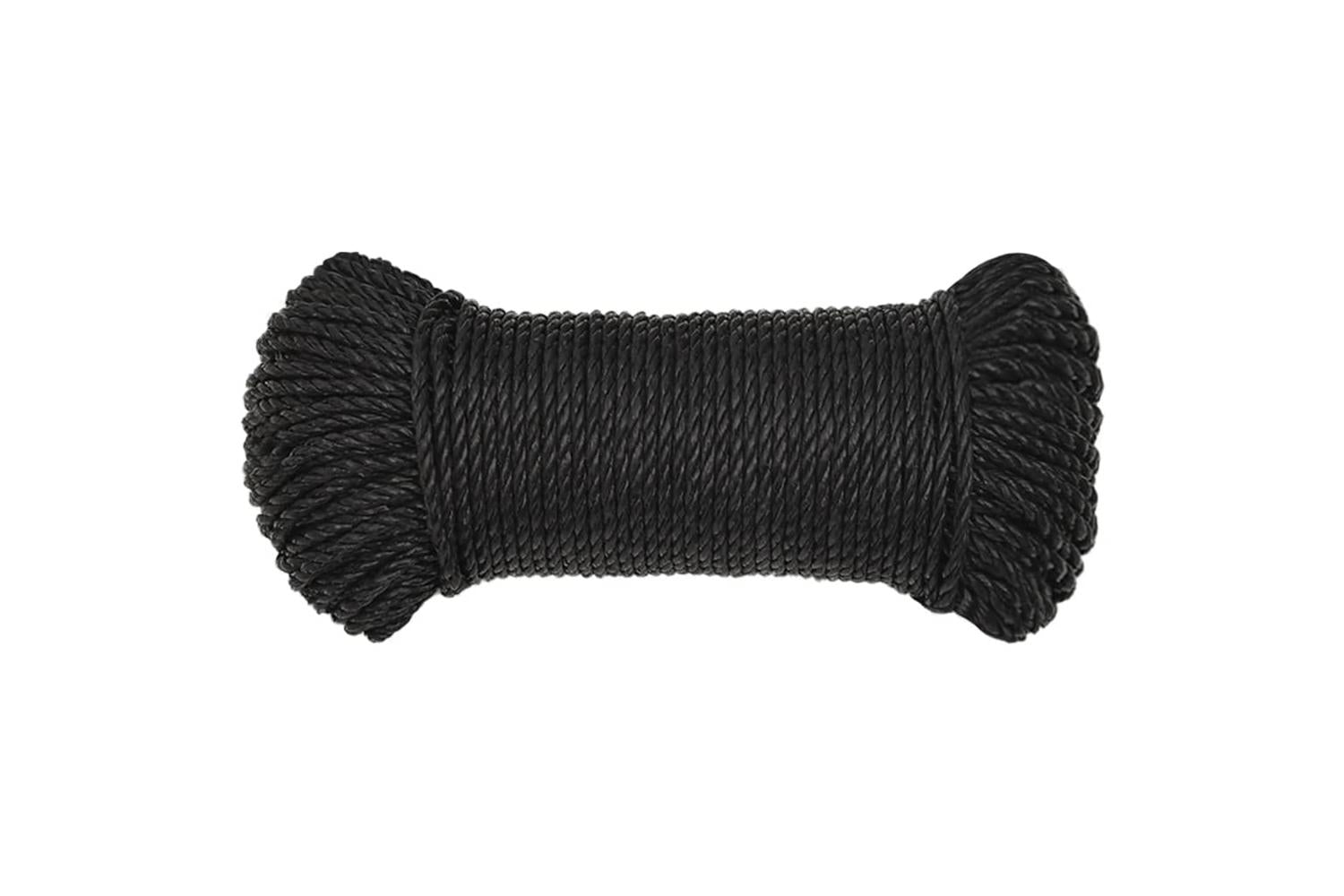 vidaXL 153007 Work Rope Black 8mm 50 M Polypropylene-3