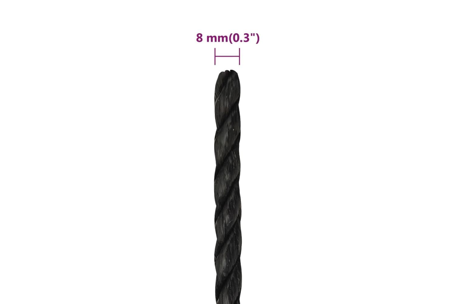 vidaXL 153007 Work Rope Black 8mm 50 M Polypropylene-6