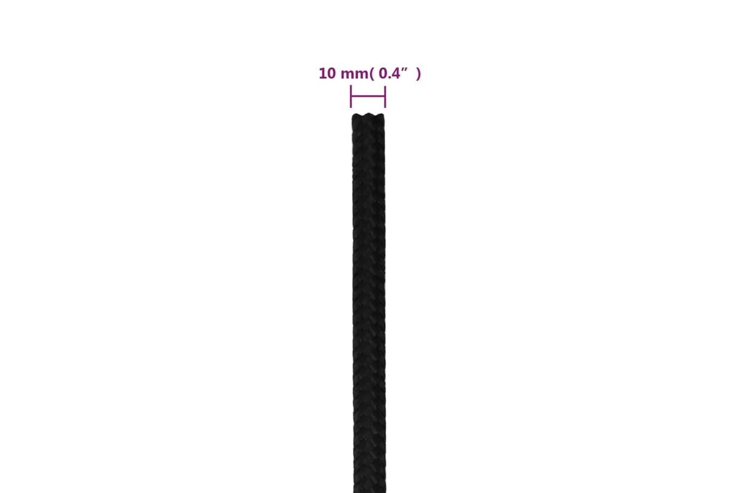 vidaXL 152823 Work Rope Black 10mm 50 M Polyester-6