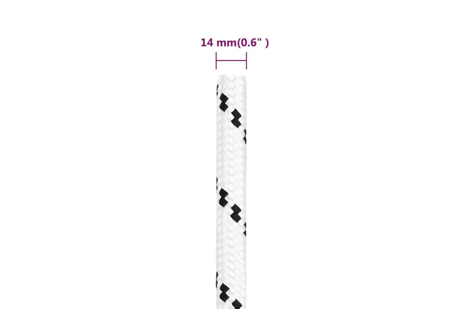 vidaXL 152782 Braided Boat Rope White 14mmx250 M Polyester-5