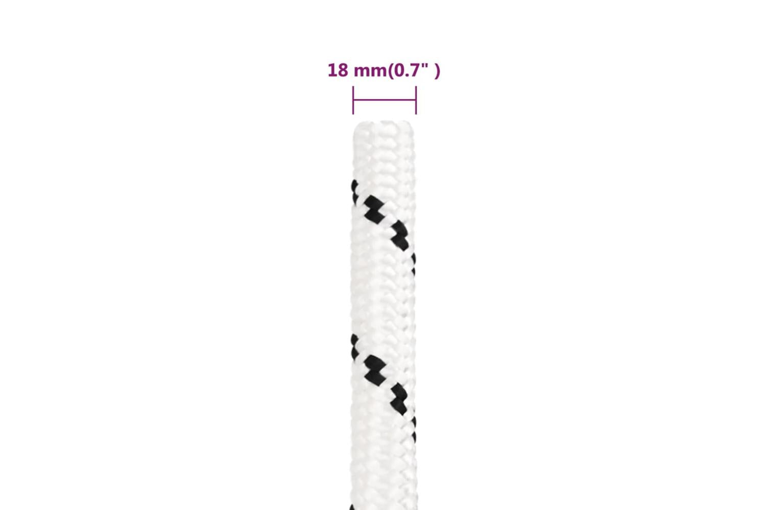 vidaXL 152786 Braided Boat Rope White 18mmx25 M Polyester-5