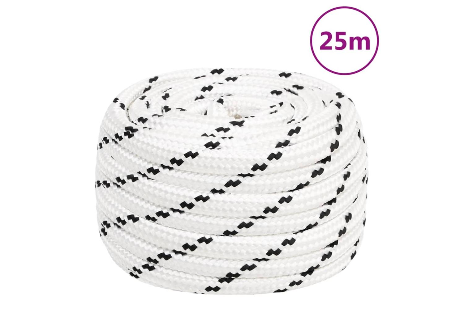vidaXL 152786 Braided Boat Rope White 18mmx25 M Polyester-6