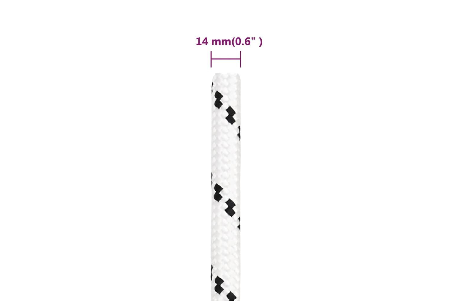 vidaXL 152779 Braided Boat Rope White 14mmx25 M Polyester-5