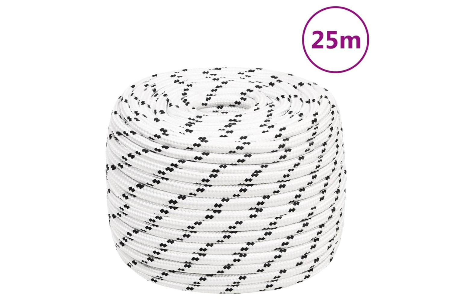 vidaXL 152779 Braided Boat Rope White 14mmx25 M Polyester-6