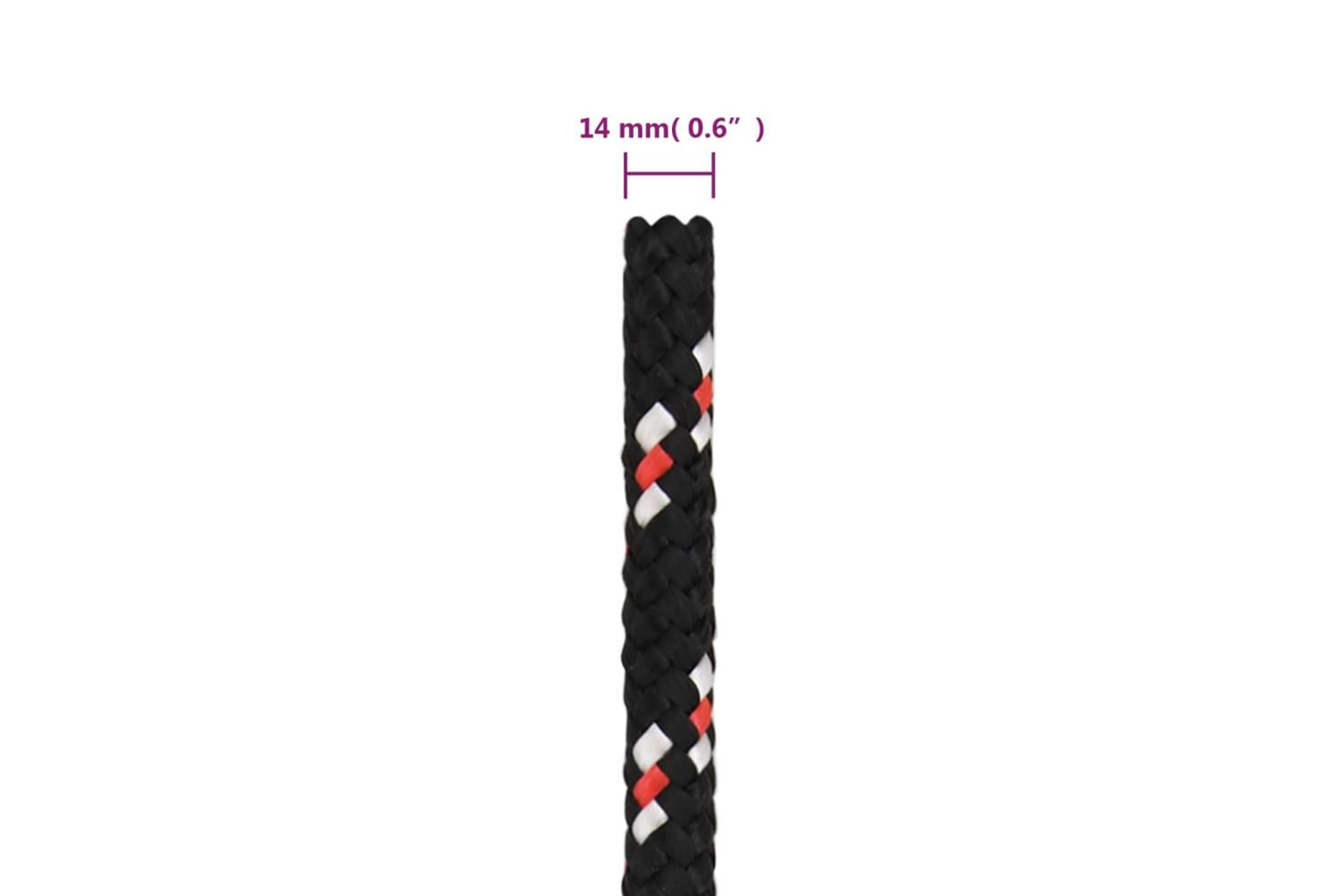 vidaXL 152358 Boat Rope Black 14mm 100 M Polypropylene-6