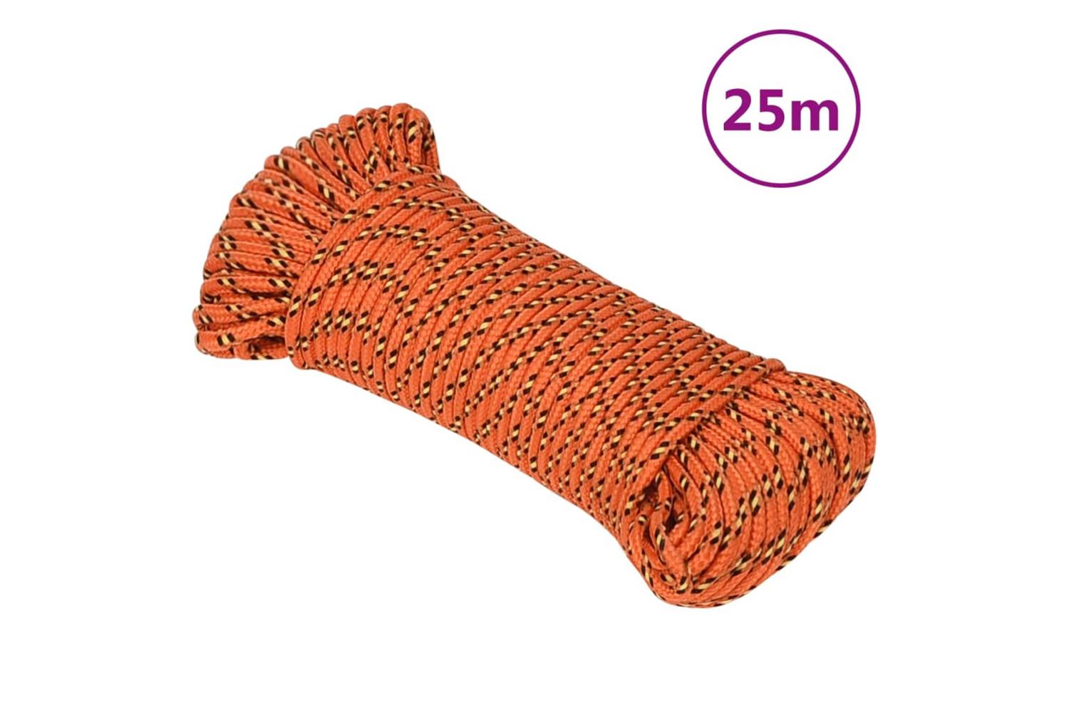 vidaXL 152645 Boat Rope Orange 4mm 25 M Polypropylene