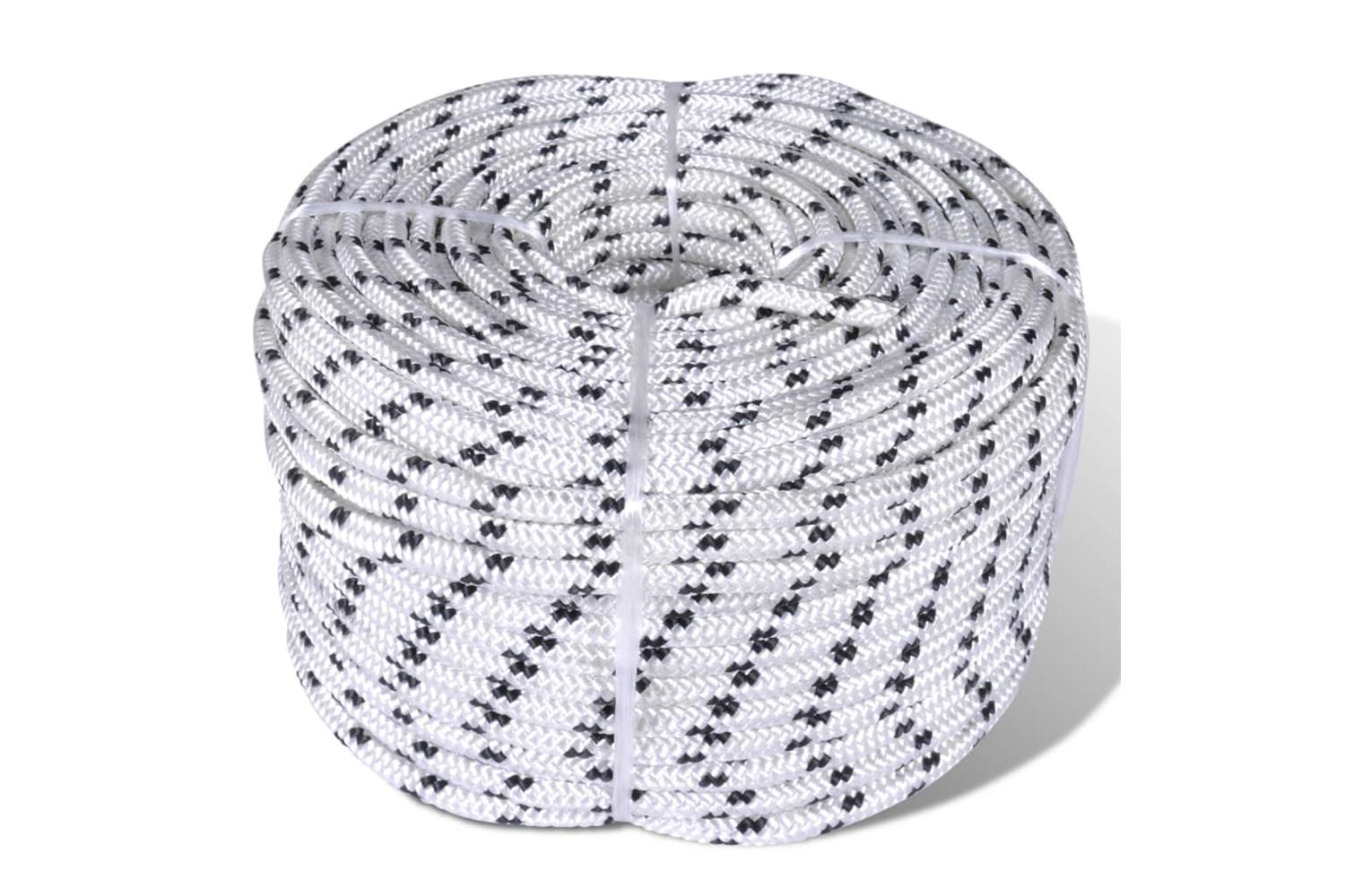 vidaXL 143794 Braided Boat Rope Polyester 12mm 250 M White