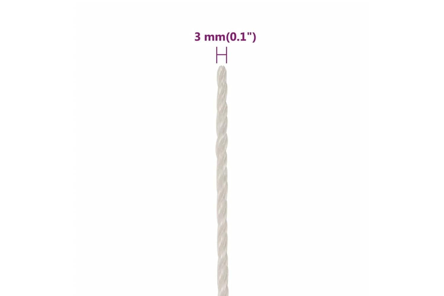 vidaXL 153035 Work Rope White 3mm 25 M Polypropylene-6