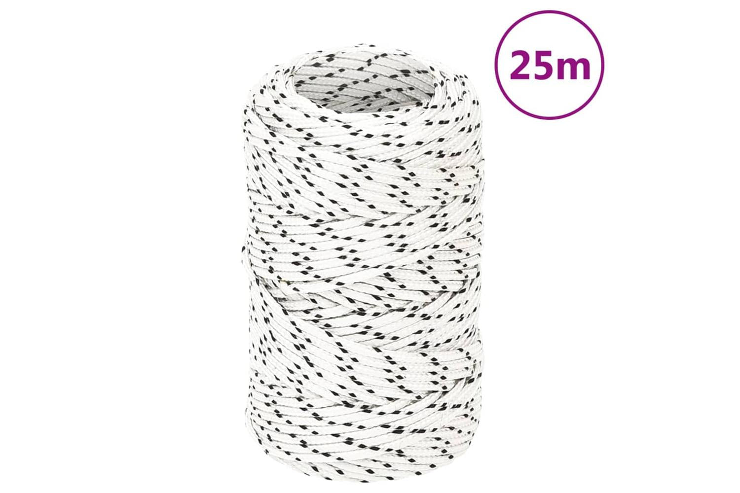 vidaXL 152741 Braided Boat Rope White 2mmx25 M Polyester-6